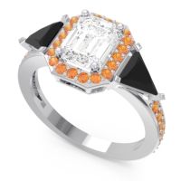 Art Deco Three Stone Halo Devi Ring