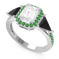 Art Deco Three Stone Halo Devi Ring