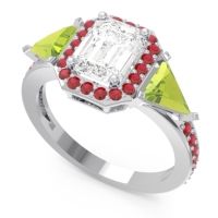 Art Deco Three Stone Halo Devi Ring
