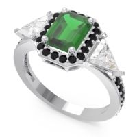 Art Deco Three Stone Halo Devi Ring