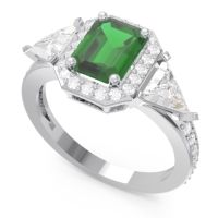 Art Deco Three Stone Halo Devi Ring