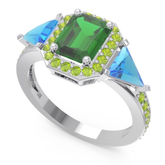 Art Deco Three Stone Halo Devi Ring