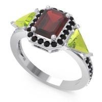 Art Deco Three Stone Halo Devi Ring