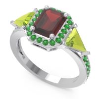 Art Deco Three Stone Halo Devi Ring
