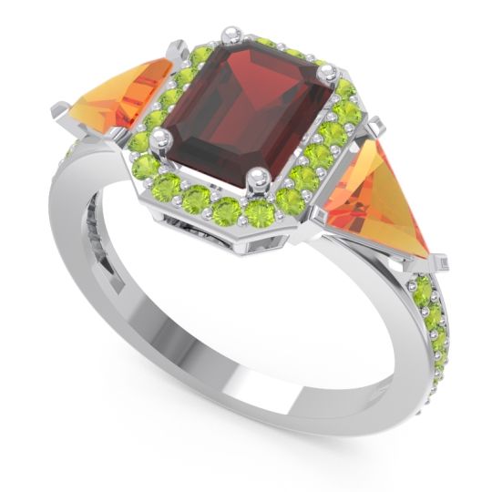 Art Deco Three Stone Halo Devi Ring