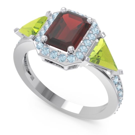 Art Deco Three Stone Halo Devi Ring