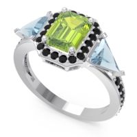 Art Deco Three Stone Halo Devi Ring