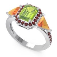 Art Deco Three Stone Halo Devi Ring