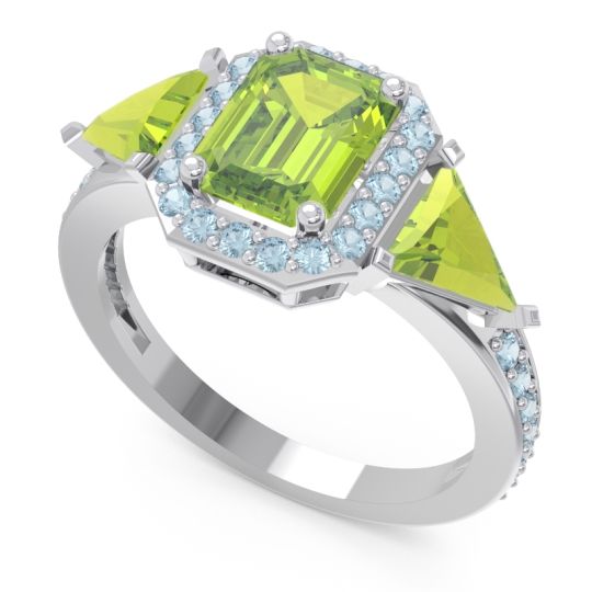 Art Deco Three Stone Halo Devi Ring