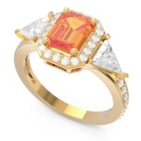 Art Deco Three Stone Halo Devi Ring