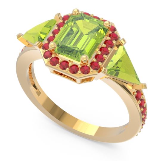 Art Deco Three Stone Halo Devi Ring