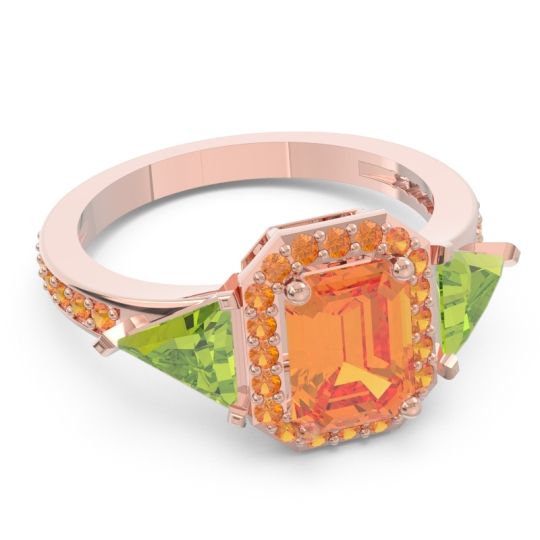 Art Deco Three Stone Halo Devi Ring