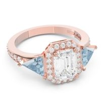 Art Deco Three Stone Halo Devi Ring