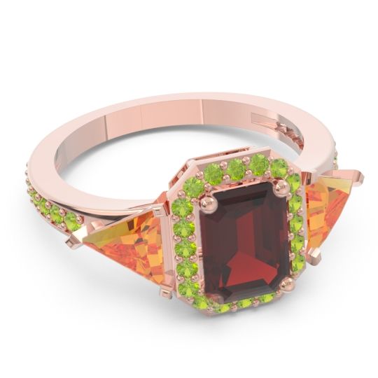 Art Deco Three Stone Halo Devi Ring