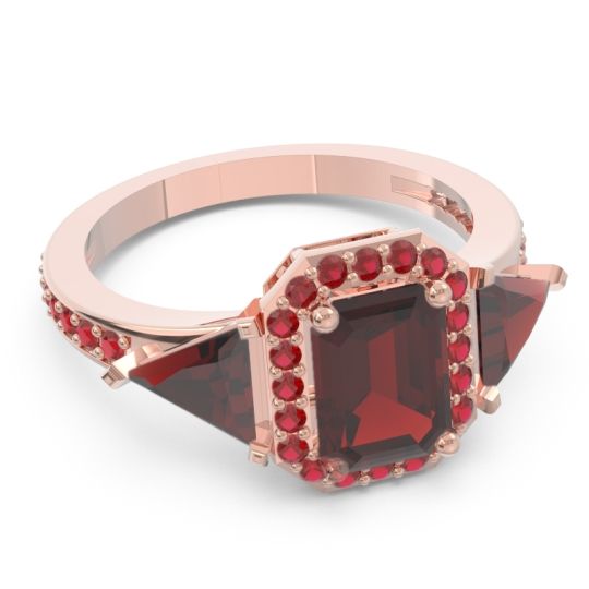 Art Deco Three Stone Halo Devi Ring