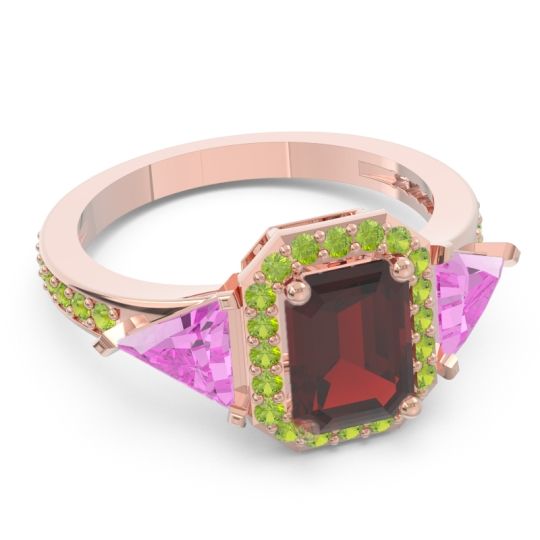 Art Deco Three Stone Halo Devi Ring