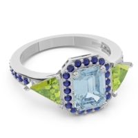 Art Deco Three Stone Halo Devi Ring