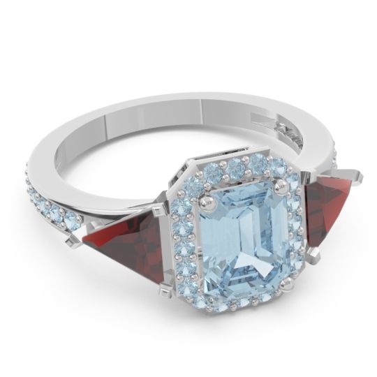 Art Deco Three Stone Halo Devi Ring