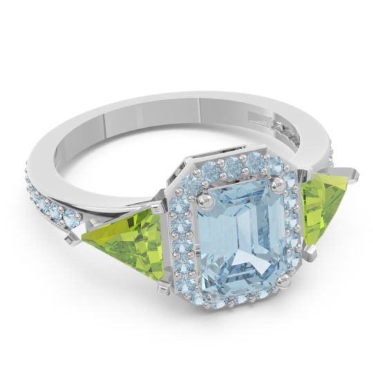 Art Deco Three Stone Halo Devi Ring