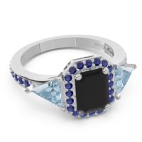 Art Deco Three Stone Halo Devi Ring