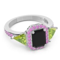 Art Deco Three Stone Halo Devi Ring