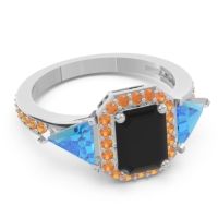 Art Deco Three Stone Halo Devi Ring