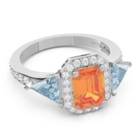 Art Deco Three Stone Halo Devi Ring