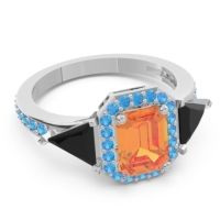 Art Deco Three Stone Halo Devi Ring