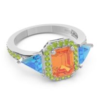 Art Deco Three Stone Halo Devi Ring