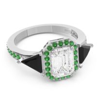 Art Deco Three Stone Halo Devi Ring