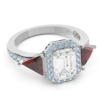 Art Deco Three Stone Halo Devi Ring