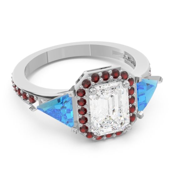 Art Deco Three Stone Halo Devi Ring