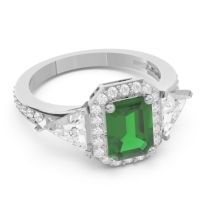 Art Deco Three Stone Halo Devi Ring