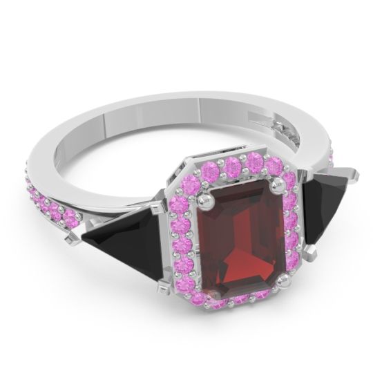 Art Deco Three Stone Halo Devi Ring