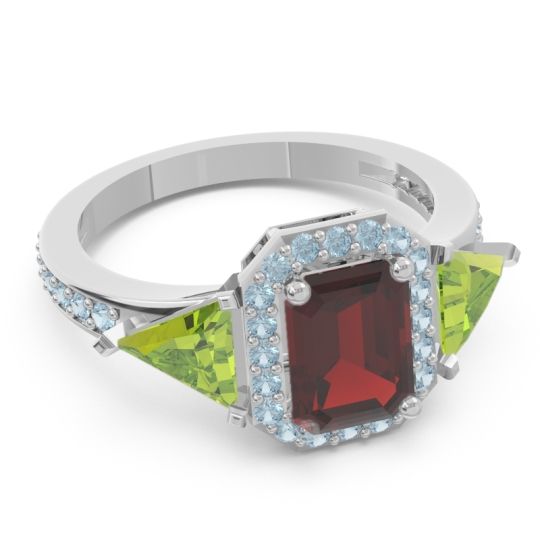 Art Deco Three Stone Halo Devi Ring