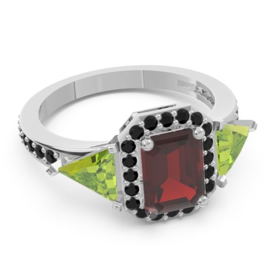 Art Deco Three Stone Halo Devi Ring