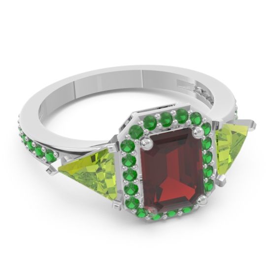 Art Deco Three Stone Halo Devi Ring