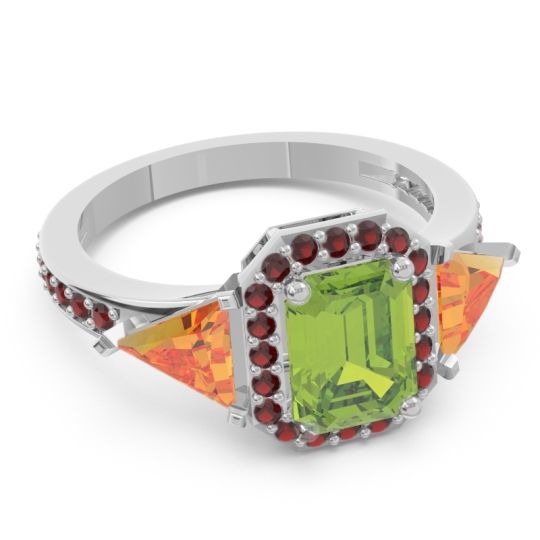 Art Deco Three Stone Halo Devi Ring