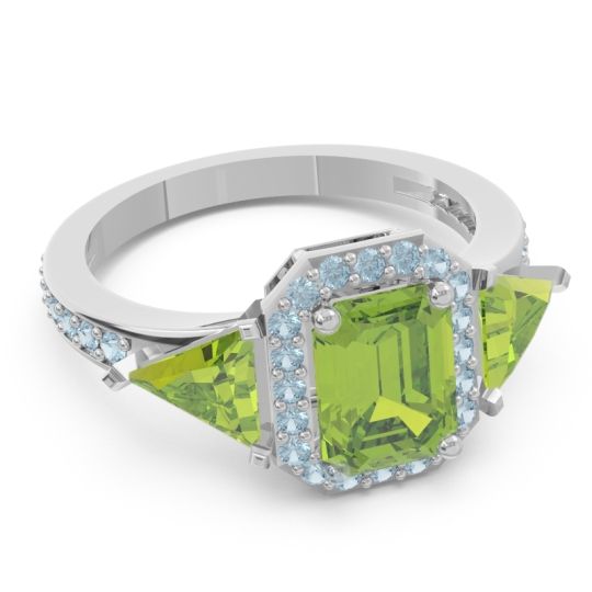 Art Deco Three Stone Halo Devi Ring