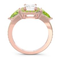 Art Deco Three Stone Halo Devi Ring