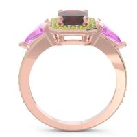 Art Deco Three Stone Halo Devi Ring