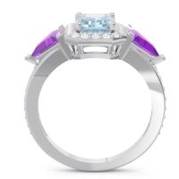 Art Deco Three Stone Halo Devi Ring