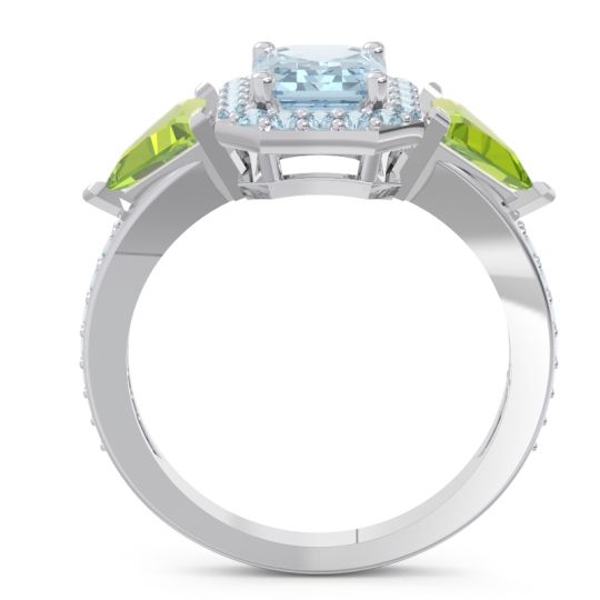 Art Deco Three Stone Halo Devi Ring