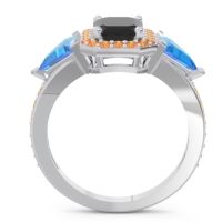 Art Deco Three Stone Halo Devi Ring