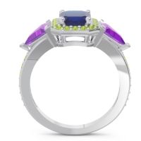 Art Deco Three Stone Halo Devi Ring
