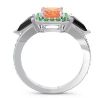 Art Deco Three Stone Halo Devi Ring