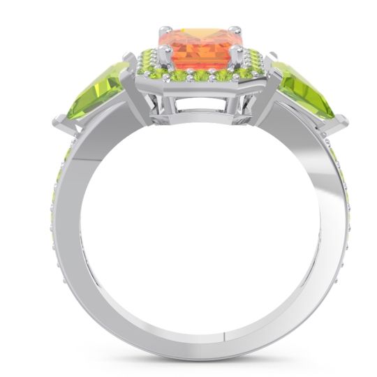 Art Deco Three Stone Halo Devi Ring