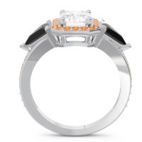 Art Deco Three Stone Halo Devi Ring