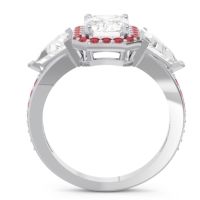 Art Deco Three Stone Halo Devi Ring