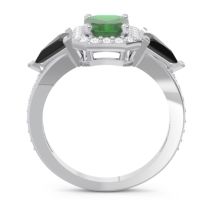 Art Deco Three Stone Halo Devi Ring